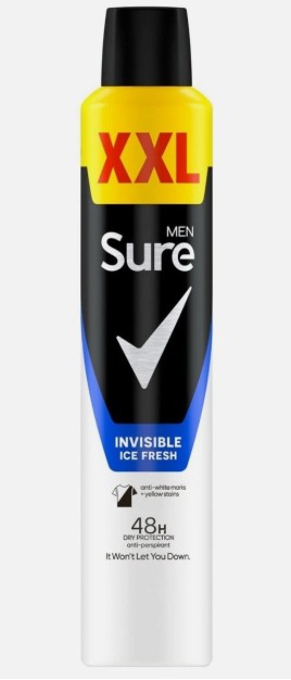 Sure Deo Spray 300ml Men’s Invisible Ice Fresh